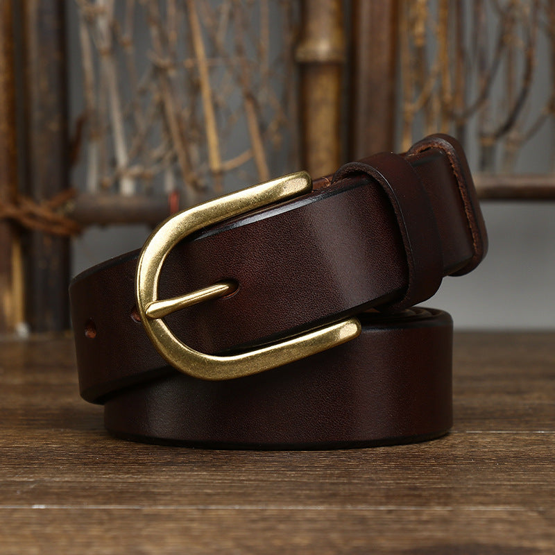 3.3CM Wide Copper Buckle Trendy Fashion Retro Belt Men 