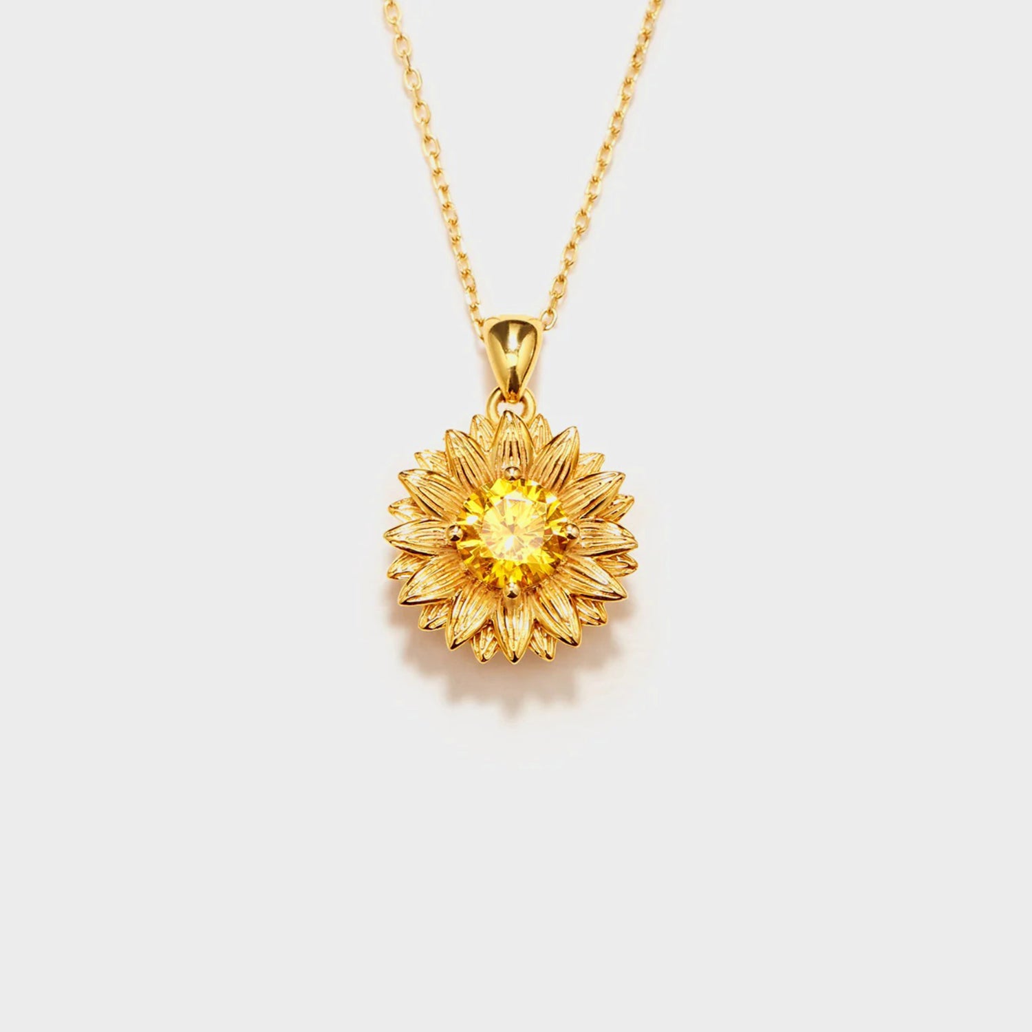 Sunflower Shape 18K Gold-Plated Pendant Necklace 