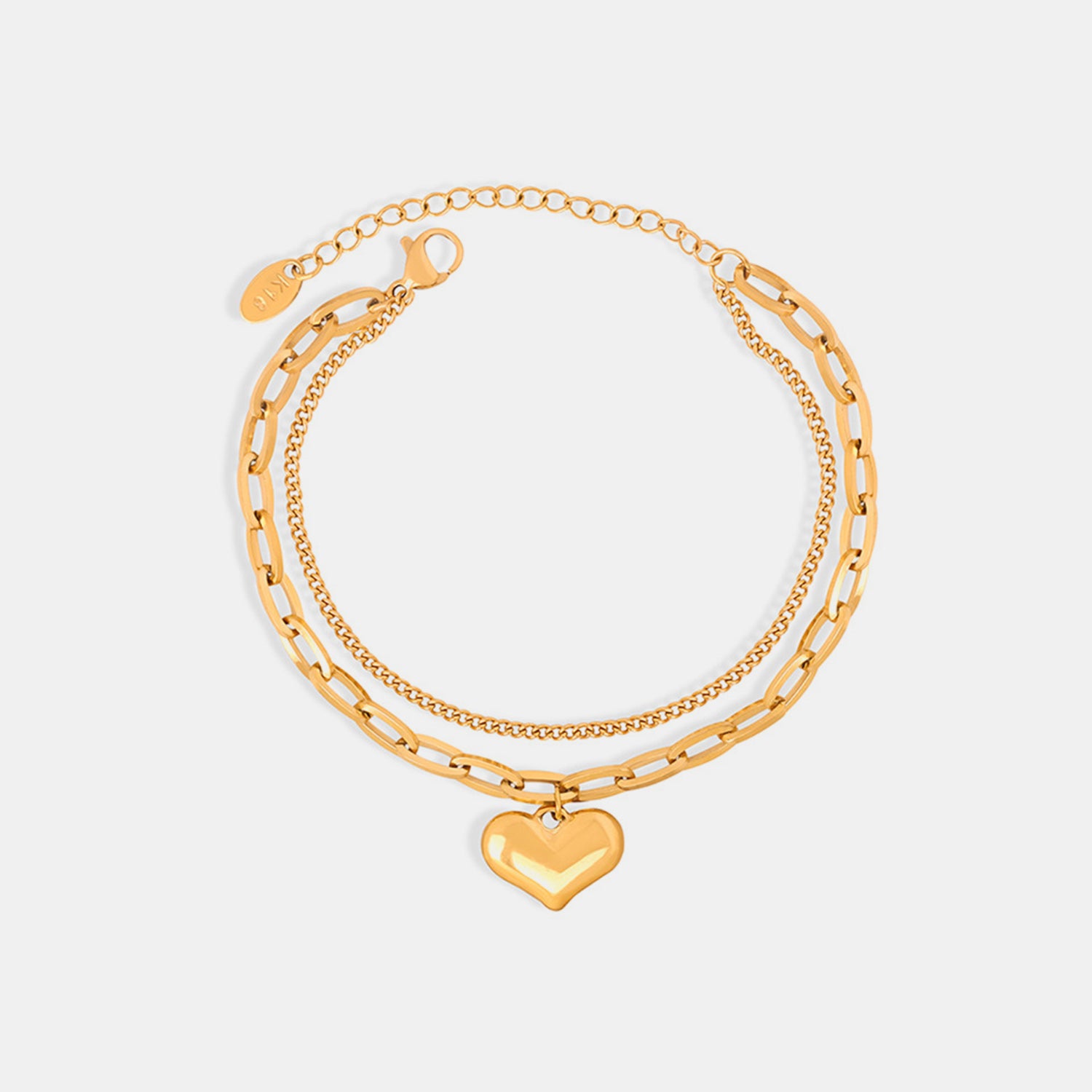 Heart Shape Lobster Closure Chain Bracelet 