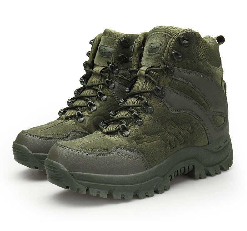 Men's Simple Sand Color High-top Hiking Boots 