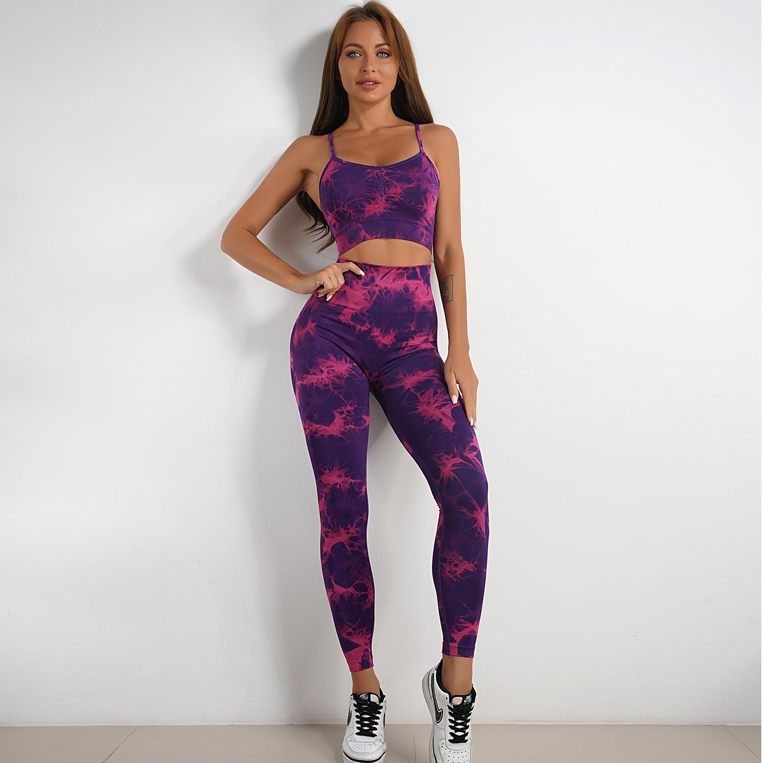 Women's Tie-Dye Print Yoga Suit