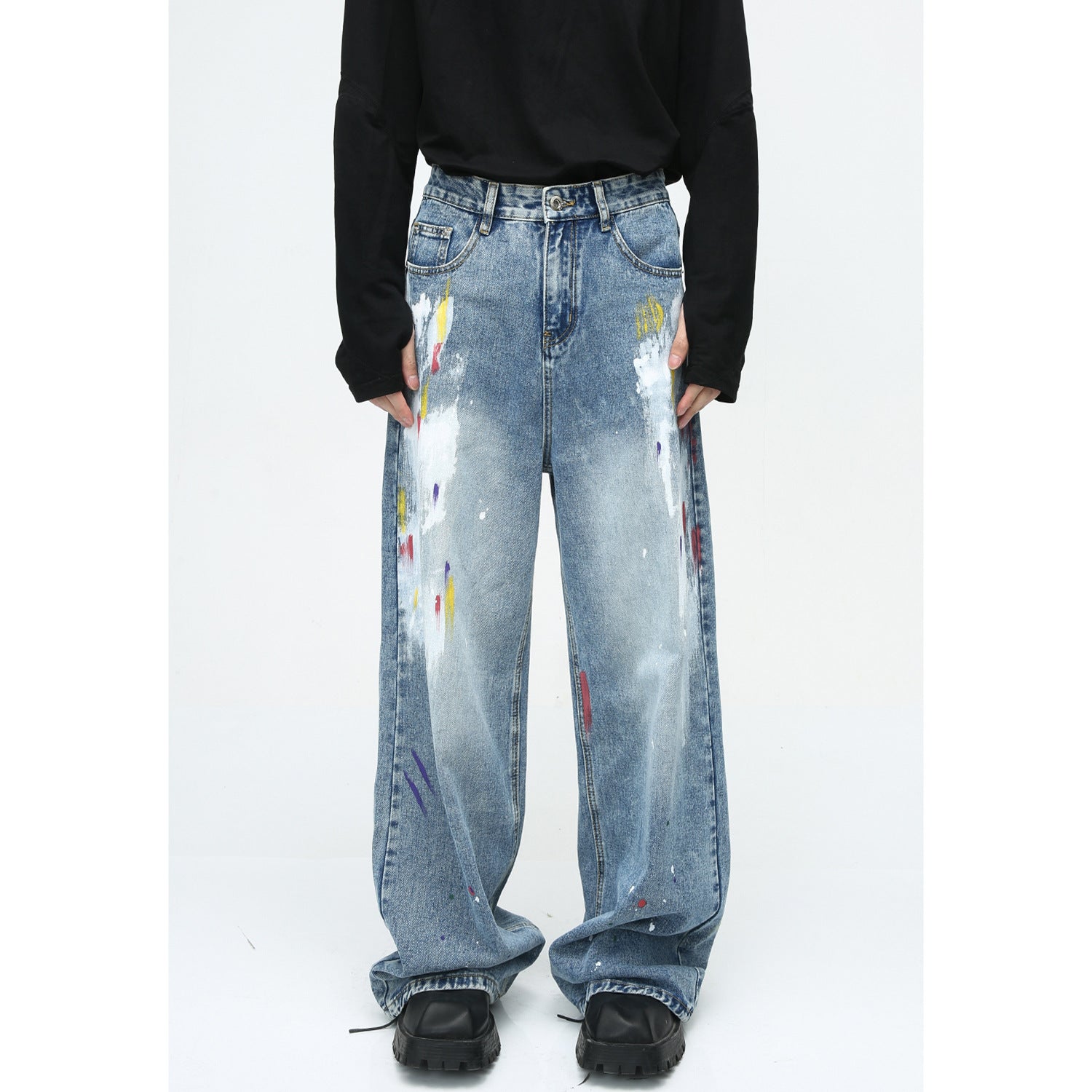 Niche Design Graffiti Loose Casual Jeans