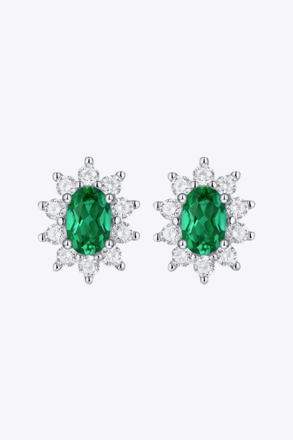 1 Carat Lab-Grown Emerald Stud Earrings 