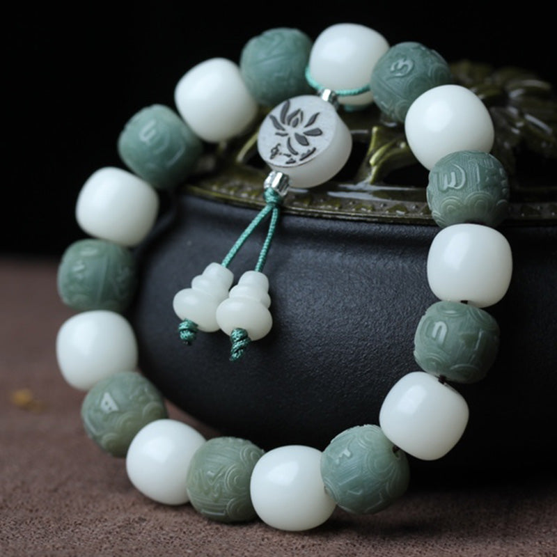 White Jade Bodhi Root Men And Women Play Buddha Bead Bracelet