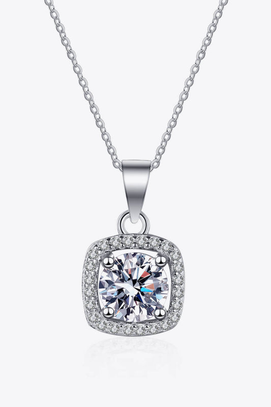 Moissanite Square Pendant Chain Necklace 