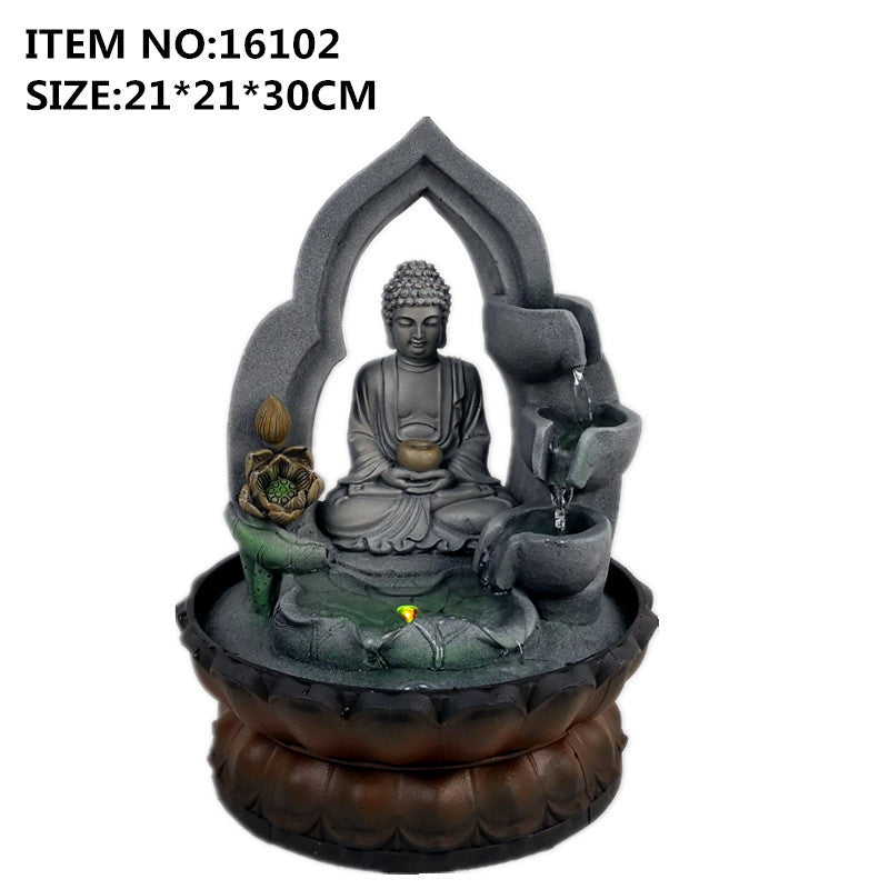 Southeast Asia Resin Crafts Waterscape Creative Buddha Statue Flowing Water Decoration