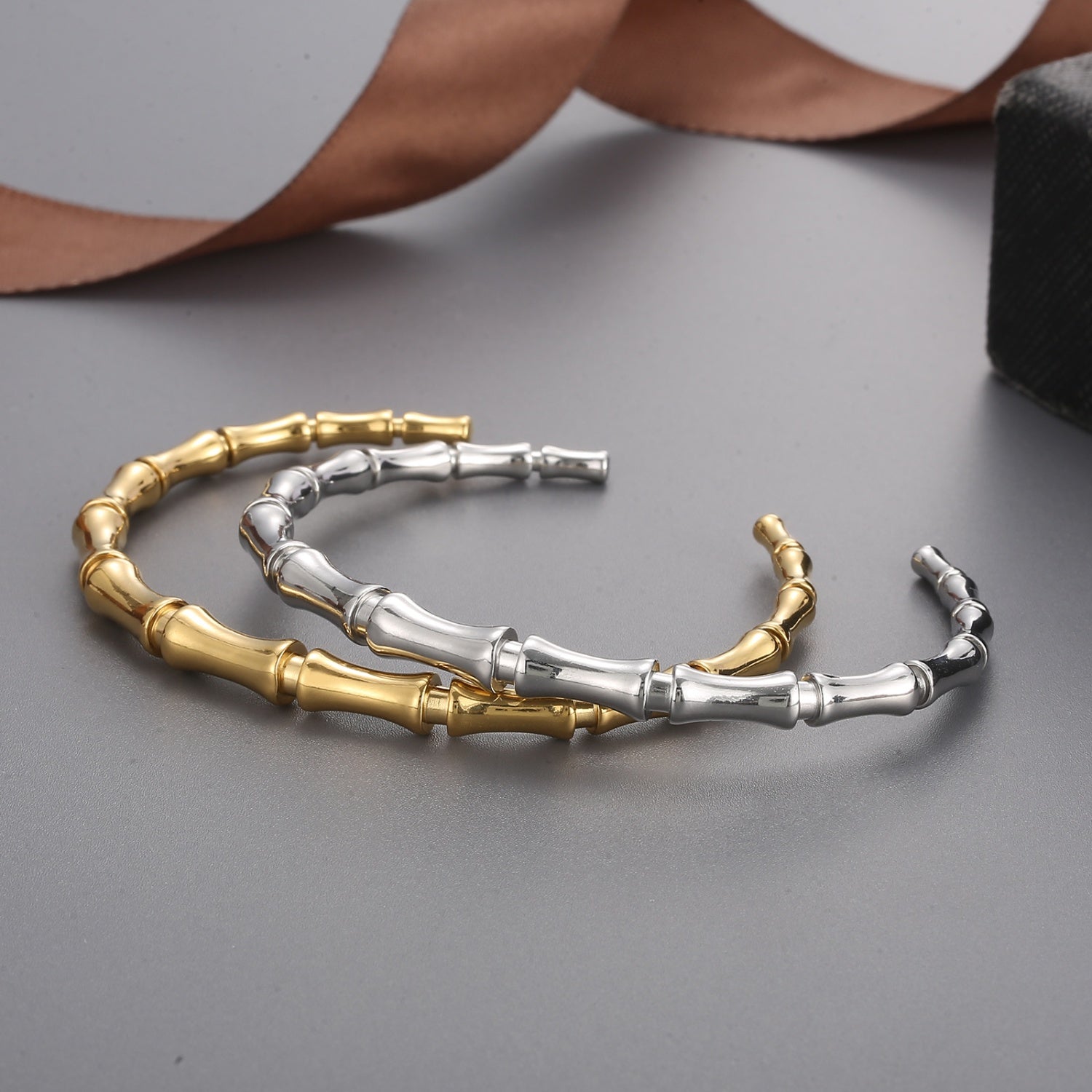 Stainless Steel Bamboo Shape Bracelet 