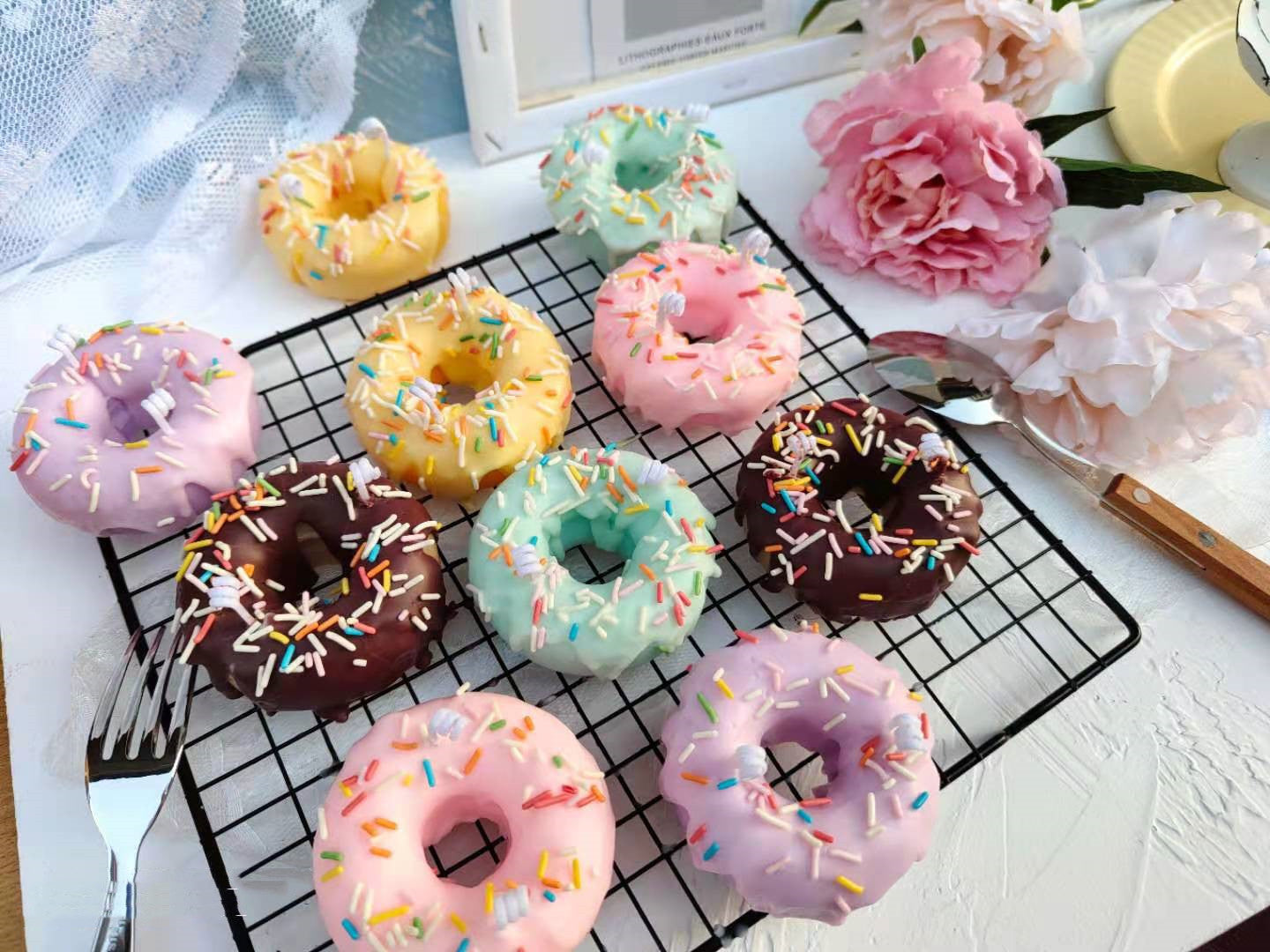 Doughnut Incense Candles Set Up Shooting Props