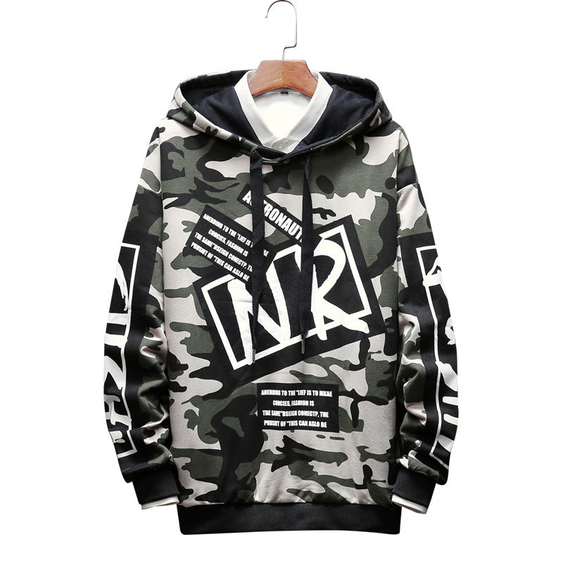 Camouflage long-sleeved sweater personality loose hooded sweater