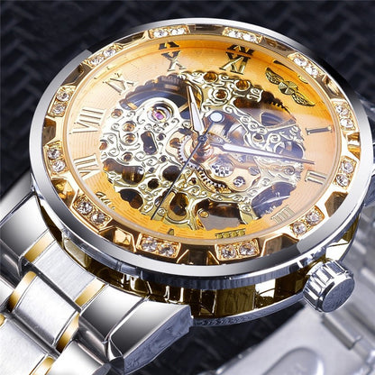 Classic popular hollow rhinestone mechanical watch