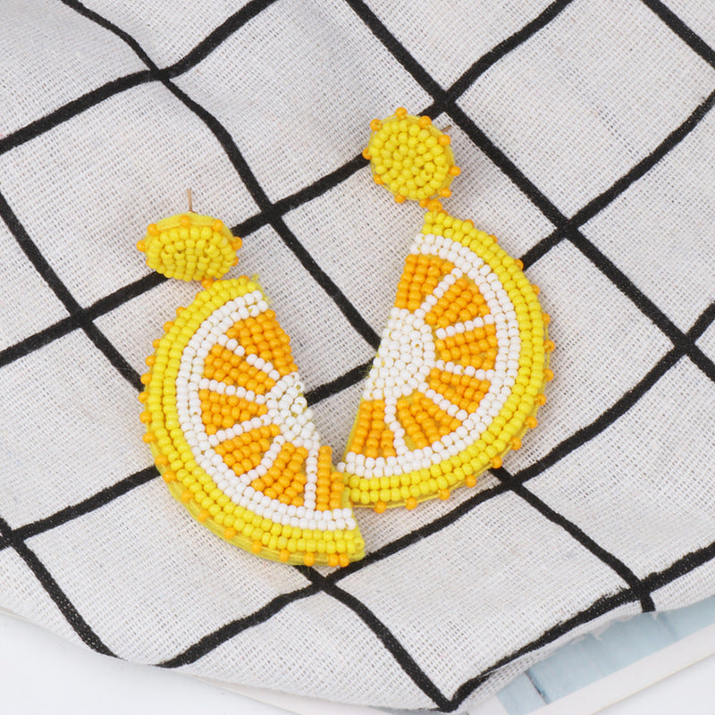 Alloy Beaded Orange Shape Earrings 