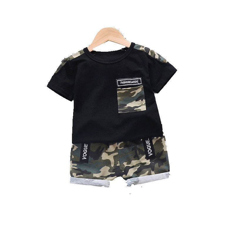 Camouflage short sleeve shorts two piece set