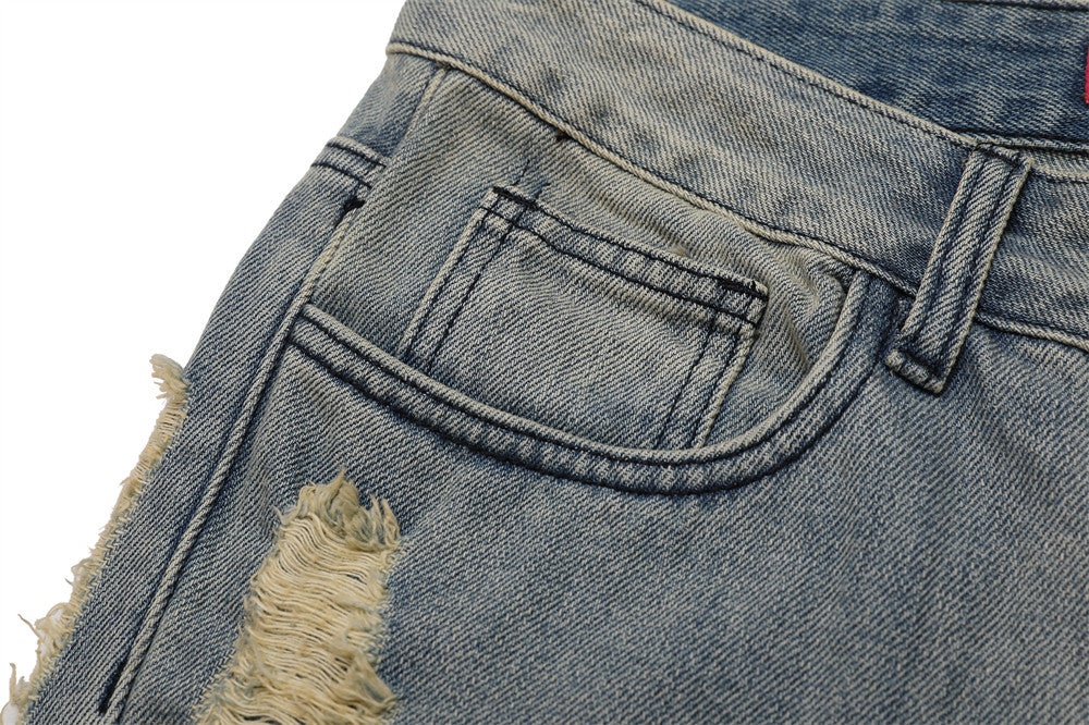 High Street Hand Scratched Whiskering Jeans Men's