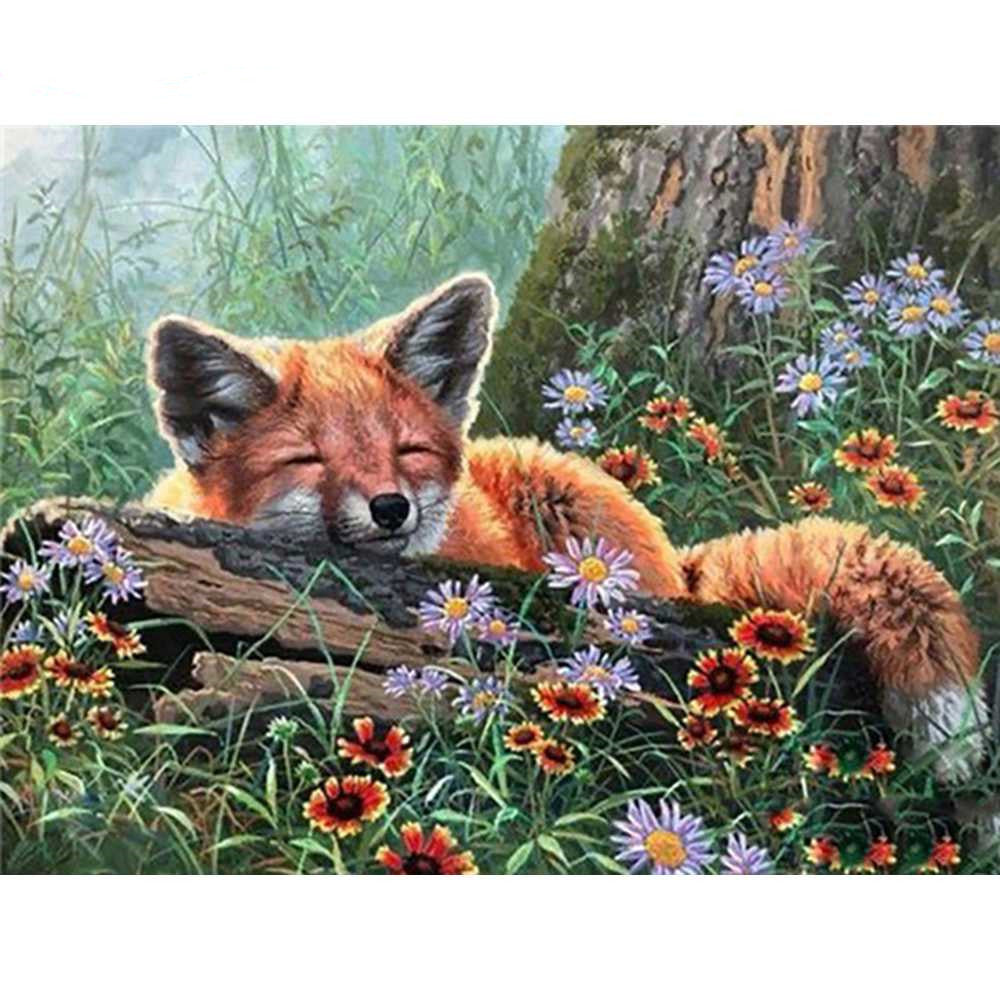 Huacan 5D DIY Diamond Embroidery Fox All SquareRound Diamond Diamond Painting Animal Cross Stitch Craft Home Decoration