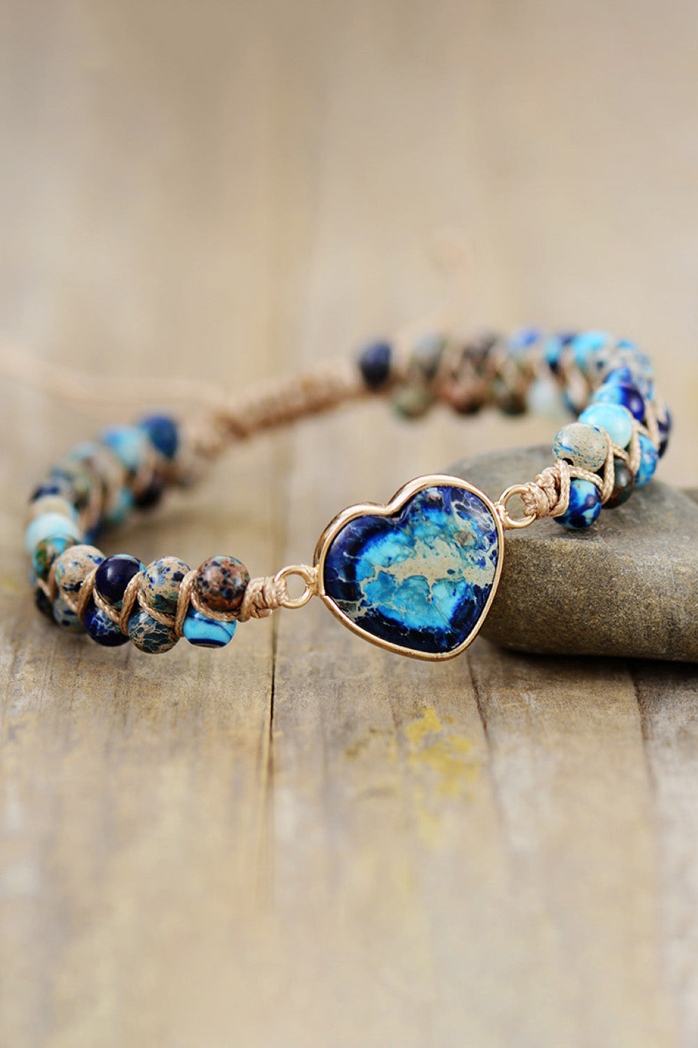 Handmade Heart Shape Natural Stone Bracelet 