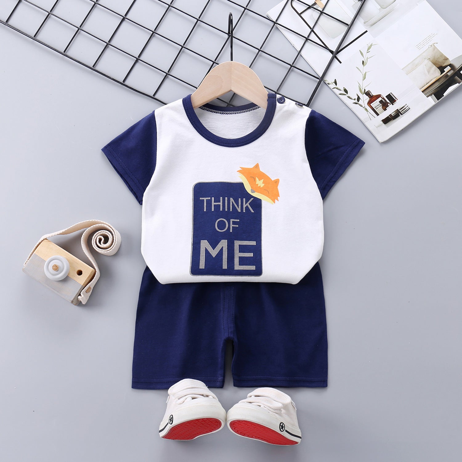 Children's Short-sleeved Suit Pure Cotton Korean T-shirt Shorts