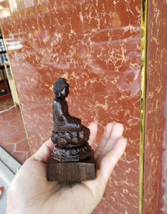 Pure Natural Black Wood Products Wood Carving Sakyamuni Buddha Home Office Crafts Ornaments