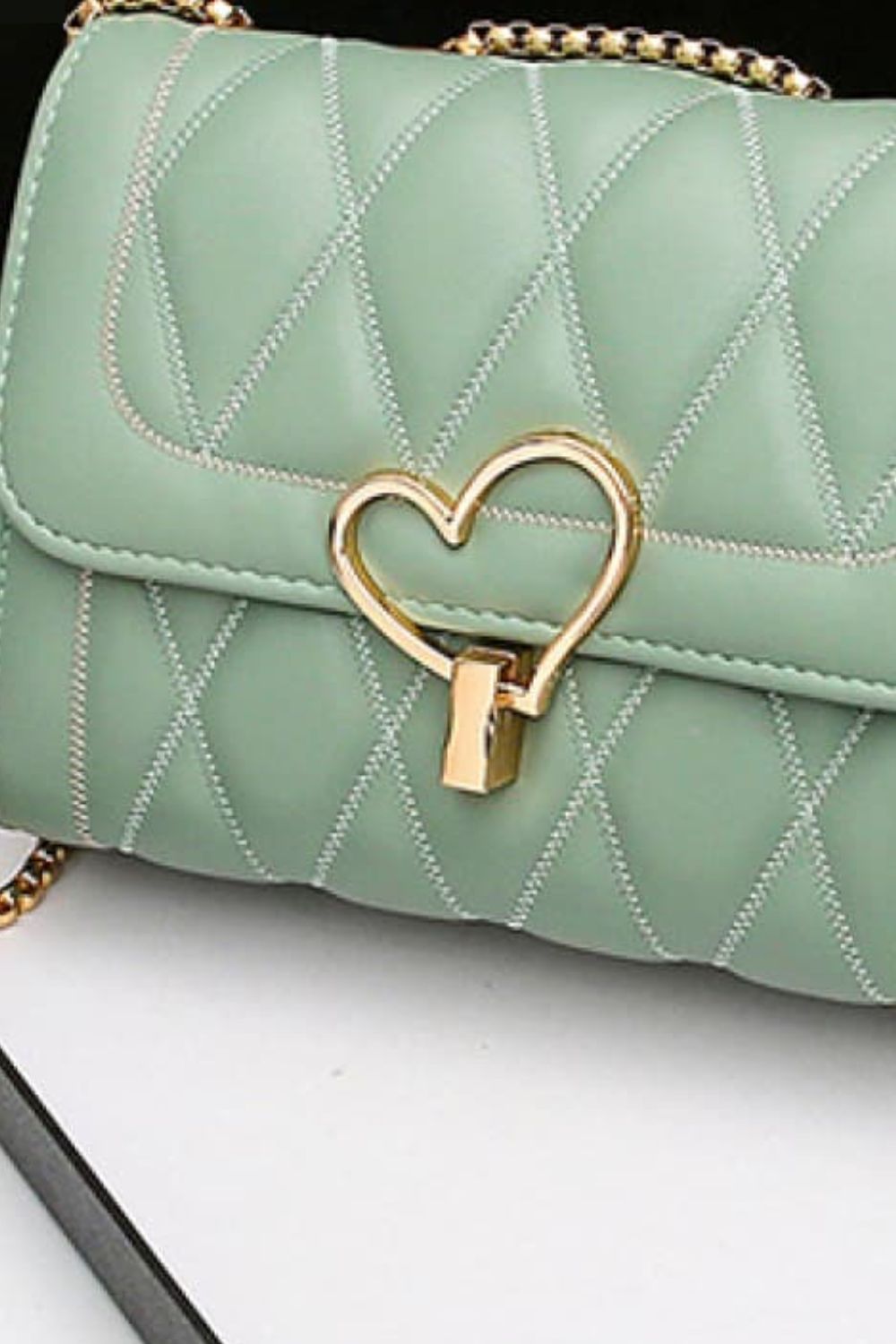 Heart Buckle PU Leather Crossbody Bag 