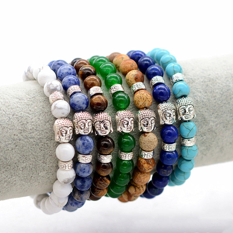 Buddha head and beads handmade bracelet