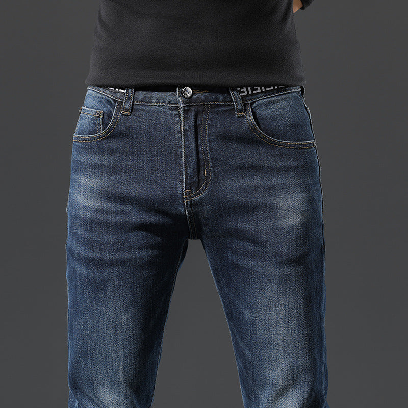 Autumn and Winter New Thick Korean Style Slim Men's Jeans