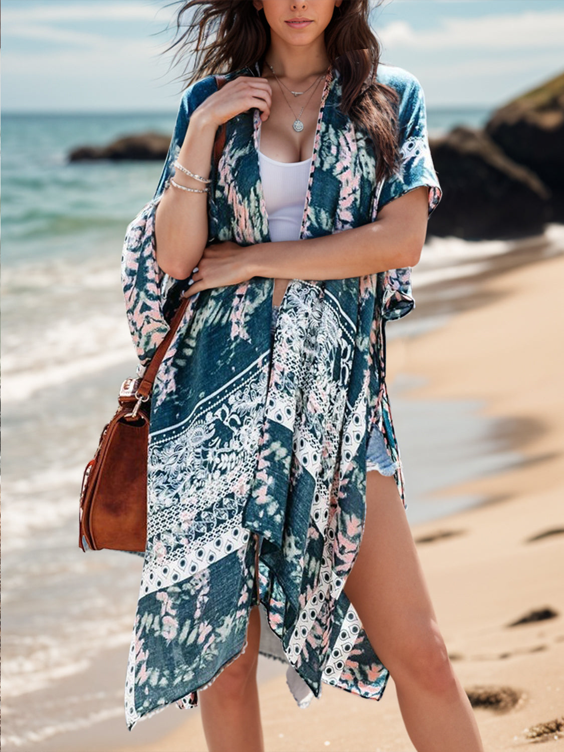 Printed Open Front Cover-Up - Babbazon new