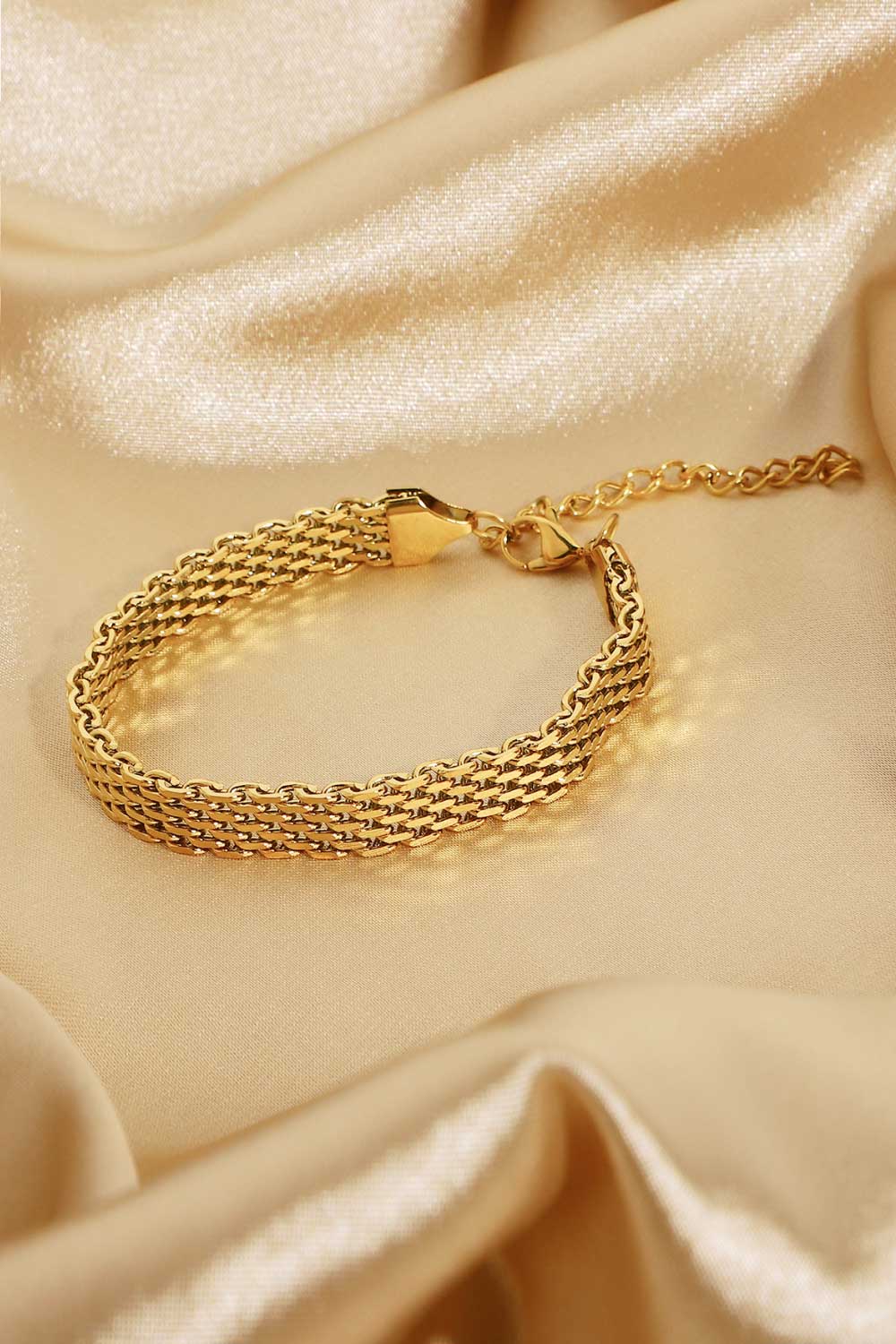 18K Gold-Plated Wide Chain Bracelet 