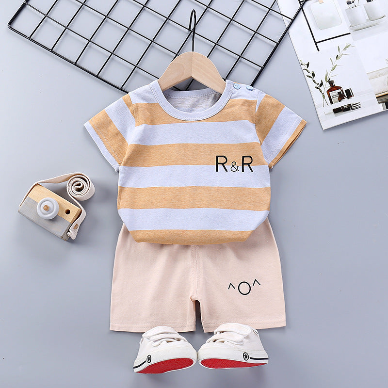 Children's Short-sleeved Suit Pure Cotton Korean T-shirt Shorts