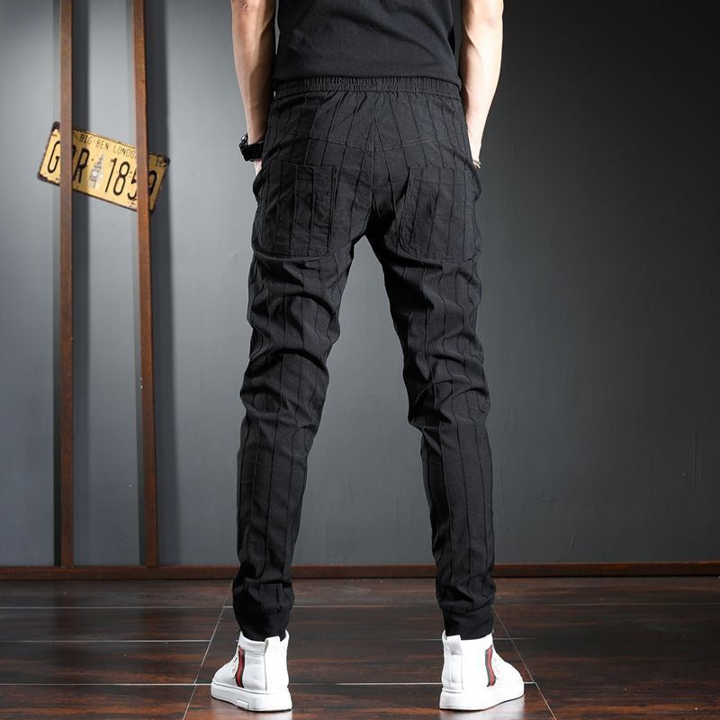 Korean Style Trendy Striped Trousers With Slim Feet