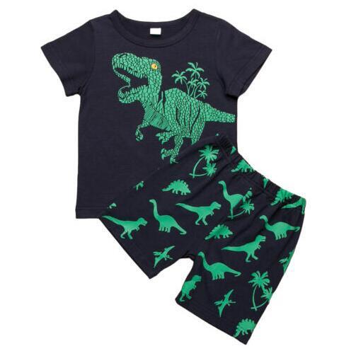 Children's Short-sleeved Pajamas Set Home Clothes Dinosaur Shorts