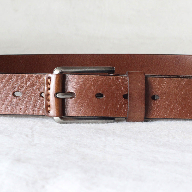 First Layer Cowhide Handmade Belt Men's Pin Buckle Belt 