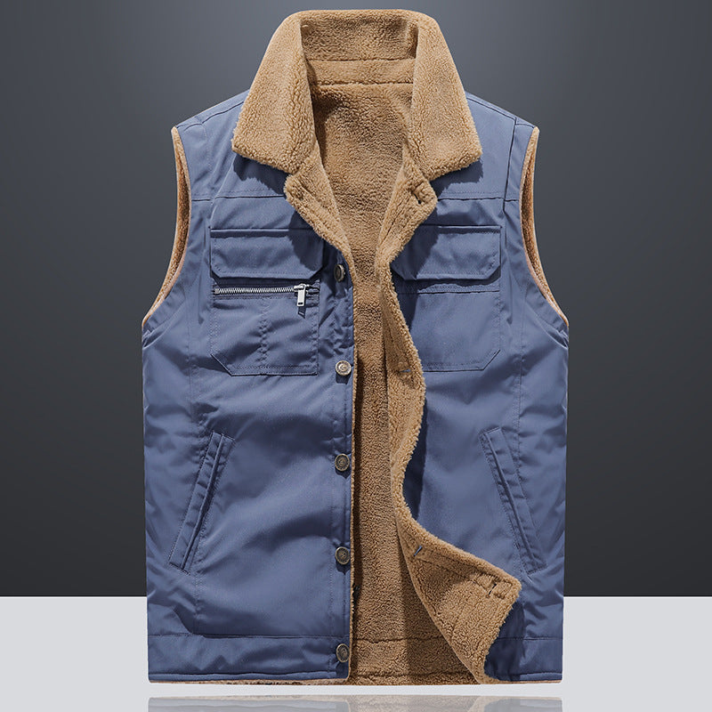 Lambswool Vest Man Autumn And Winter Plus Size Loose Thickening Keep Warm Vest 