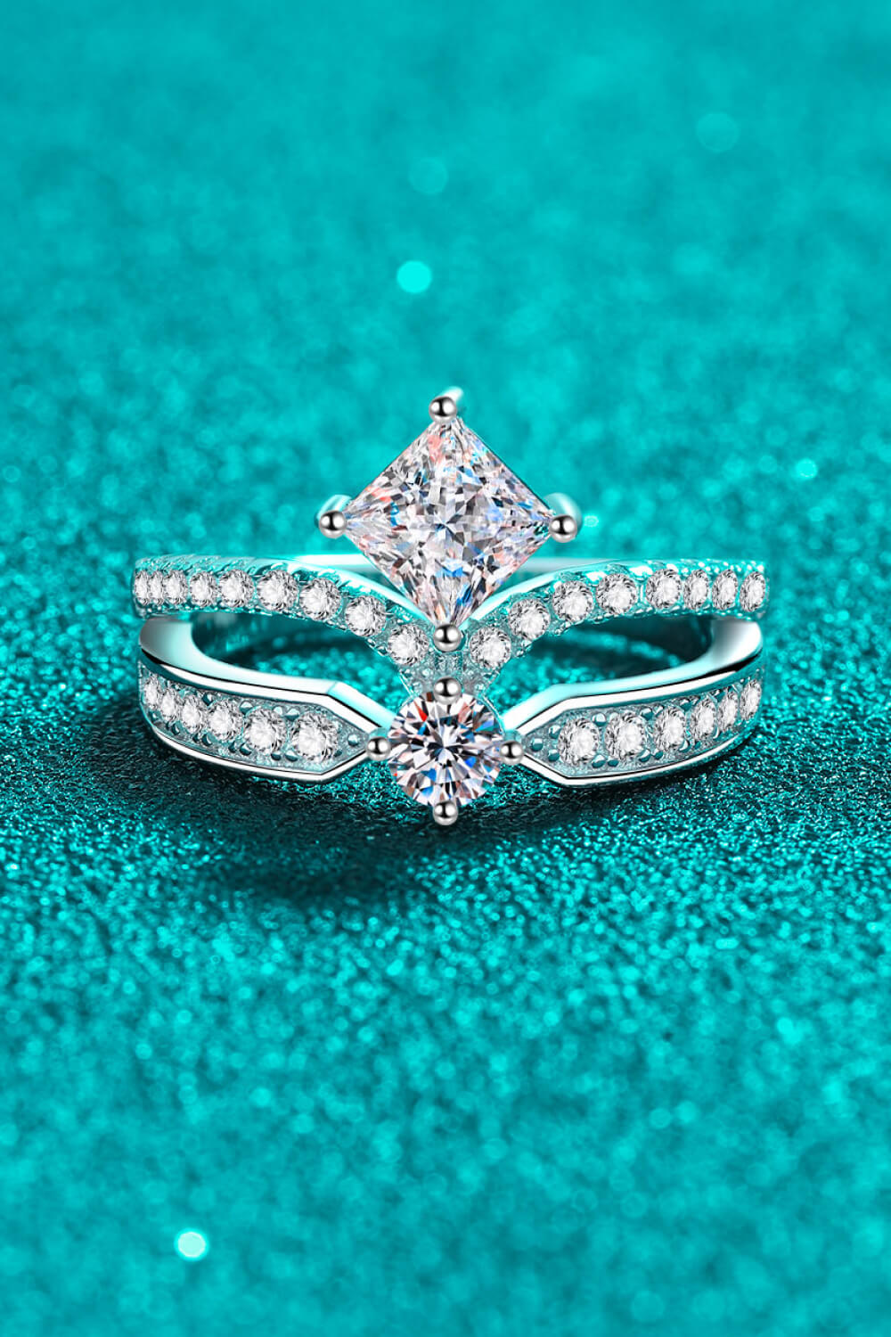 925 Sterling Silver Moissanite Crown Ring 