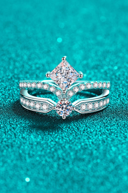 925 Sterling Silver Moissanite Crown Ring 