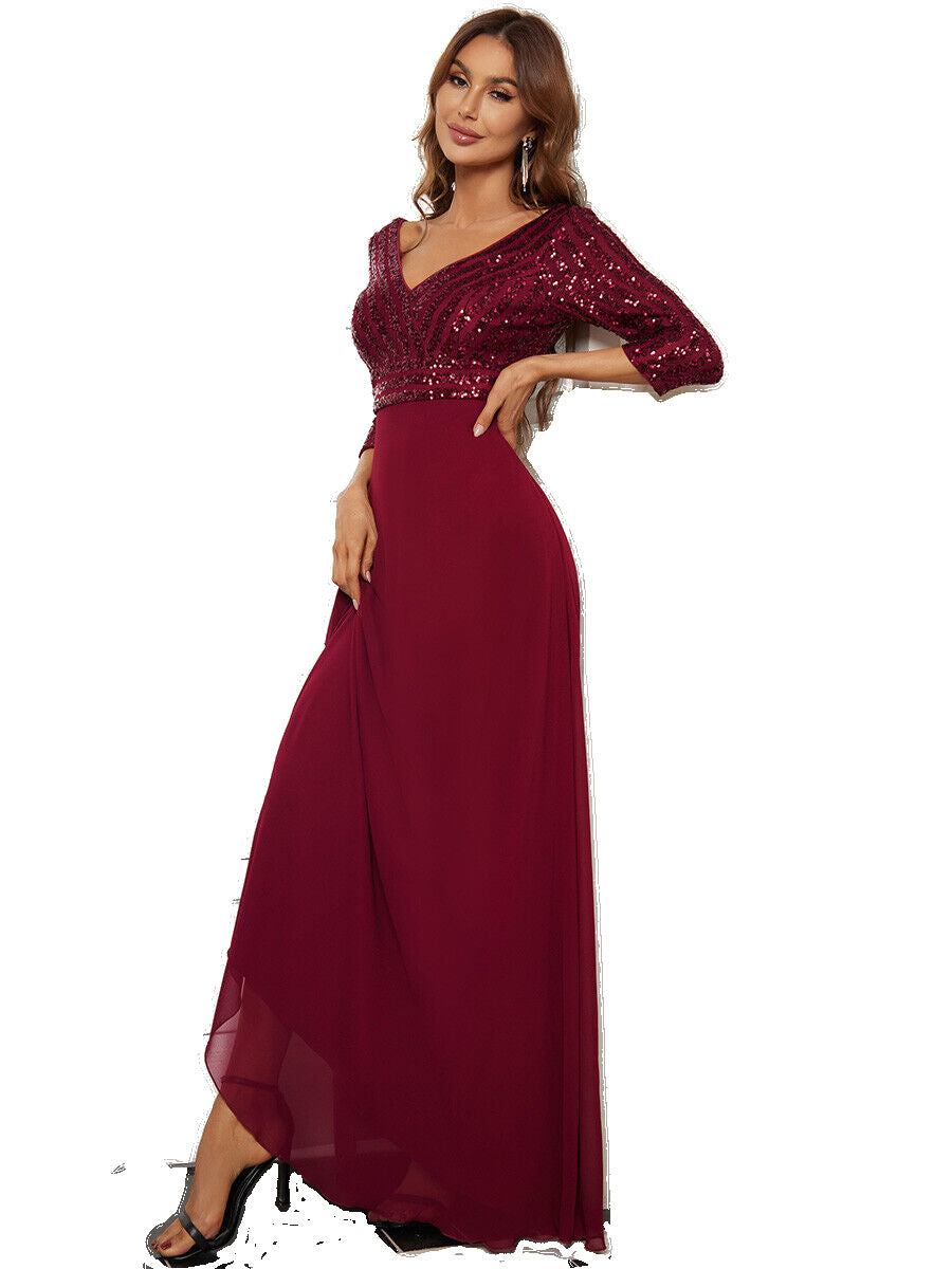 Large Swing Sequin Stitching Evening Dress