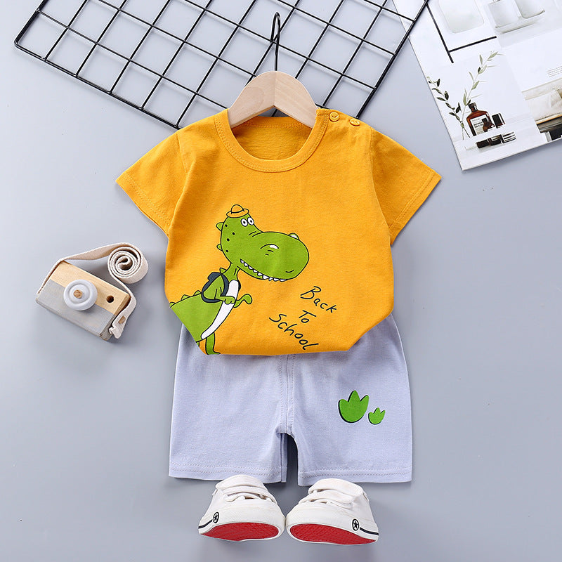 Children's Short-sleeved Suit Pure Cotton Korean T-shirt Shorts