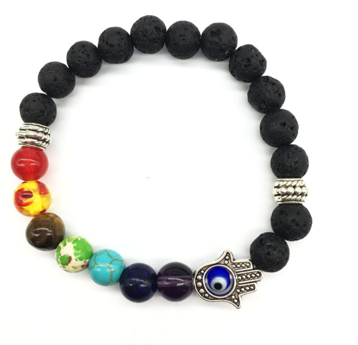 Buddha Beads Volcanic Stone Colorful Yoga Energy Bracelet - Babbazon meditation