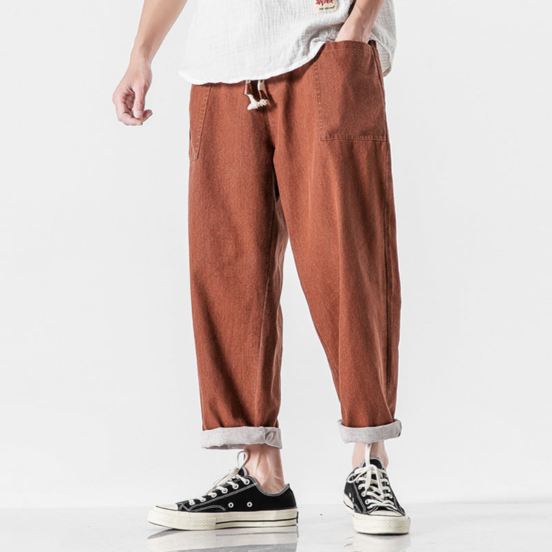 Nine-point retro wide-leg pants