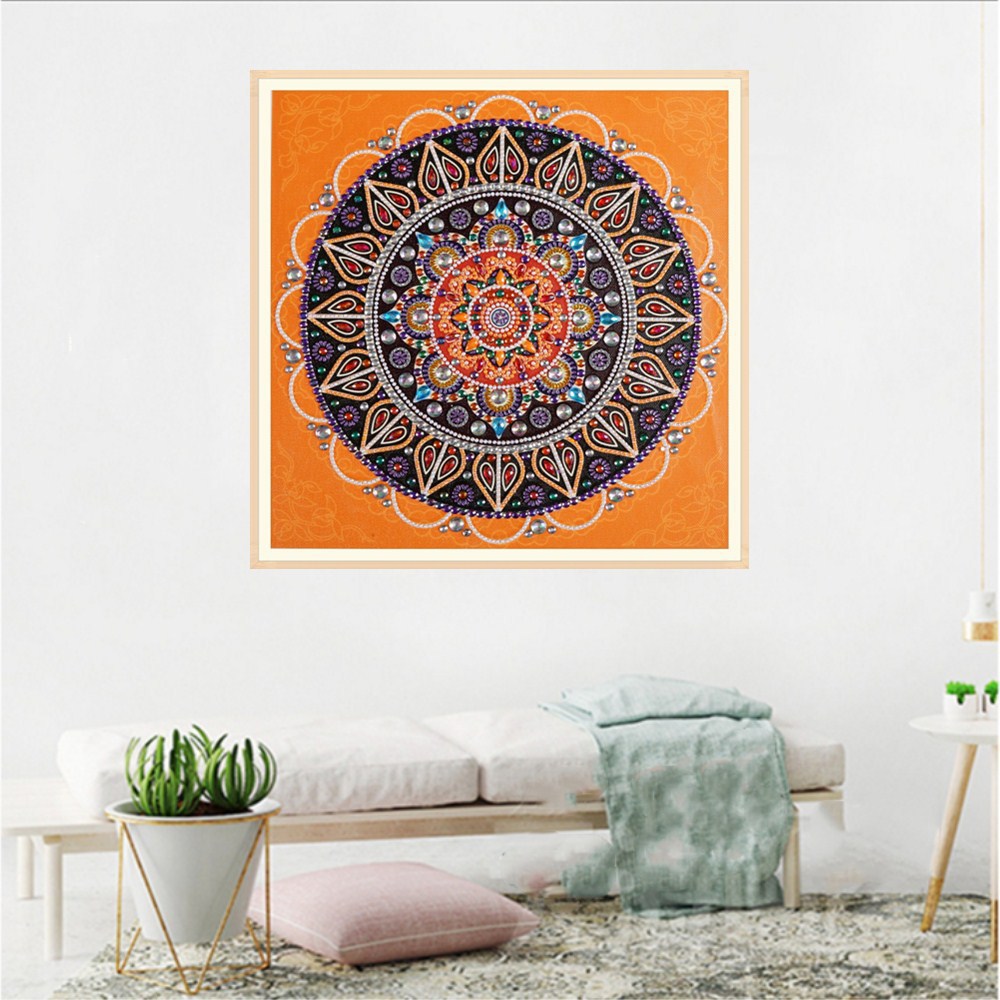 Orange Mandala Special Shape  Diamond Painting