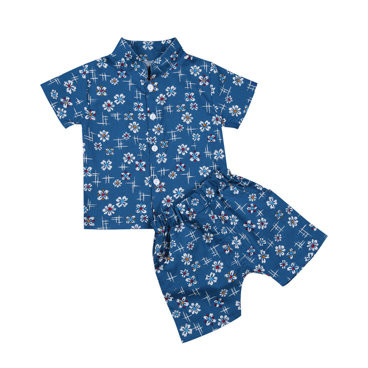 Creative Print Boys Summer Short-sleeved Shirt Suit