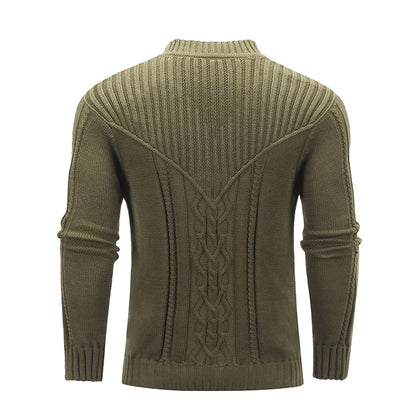 Fashion Men Solid Color Warm Jacquard Men Sweater