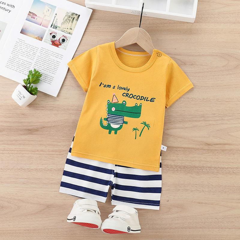 Children's Cotton Short-Sleeved Shorts Thin Suit