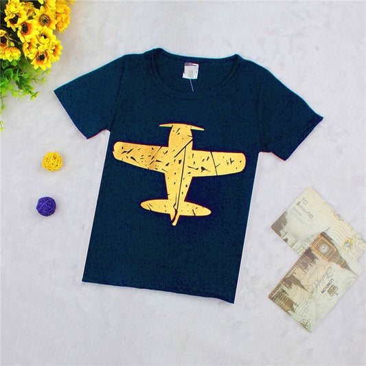 Fashion Casual Cotton Print Fashion Small Airplane Kids T-shirt