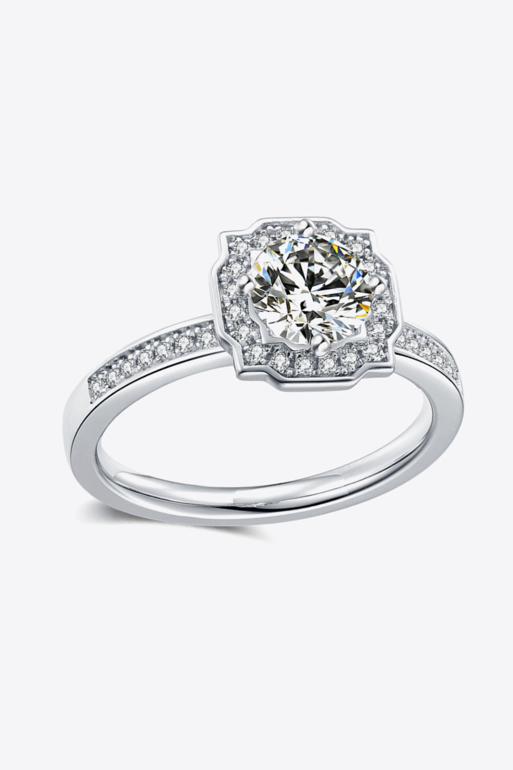 1 Carat Moissanite Platinum-Plated Ring 