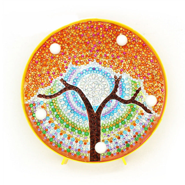 Diamond painting DIY handmade night light four seasons tree