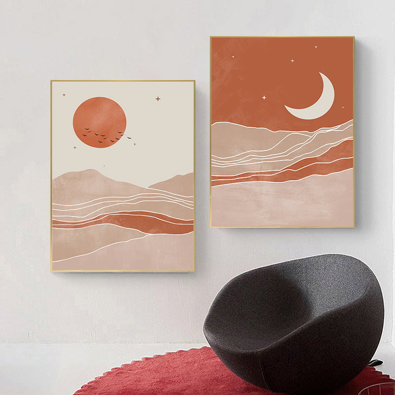 Geometric Lines Of The Sun And Moon Decorative Paintings