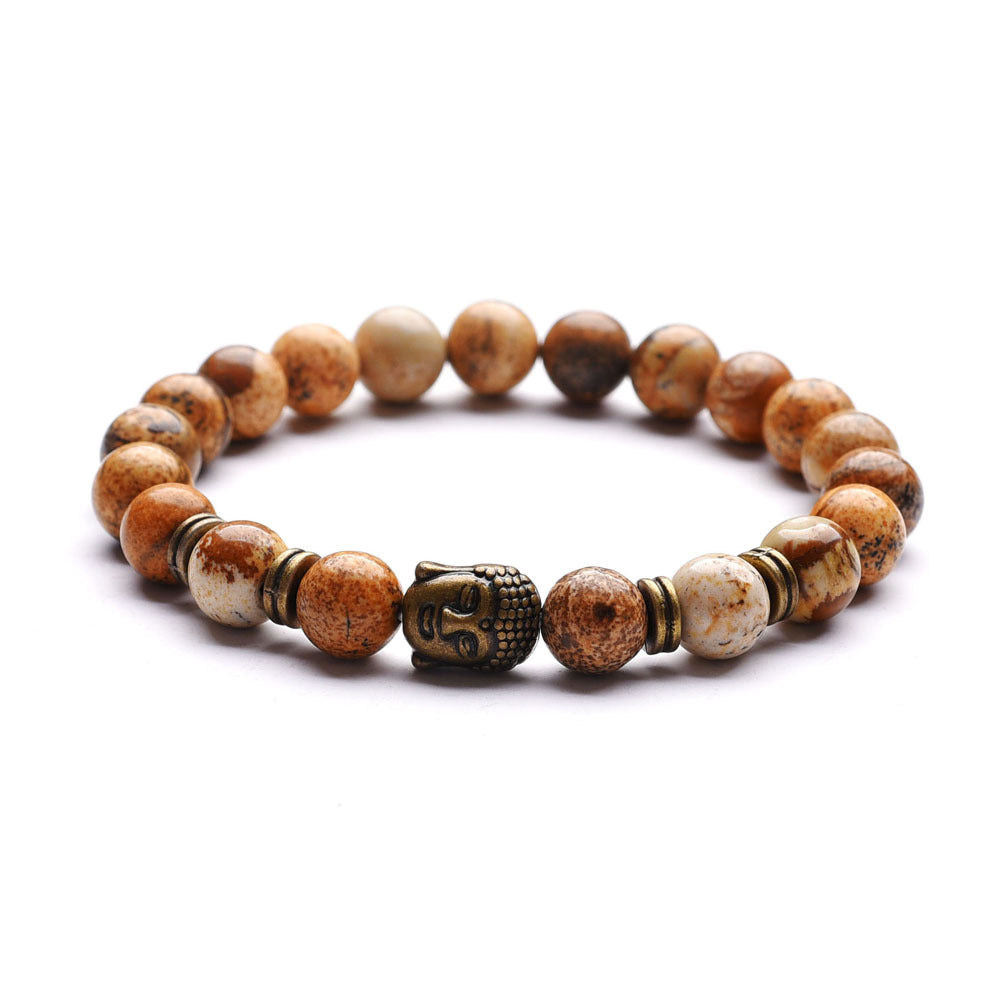 Male And Female Pictorial Stone Buddha Head Bracelet