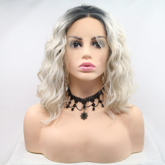 13*3" Lace Front Wigs Synthetic Mid-length Wavy 12" 130% Density 