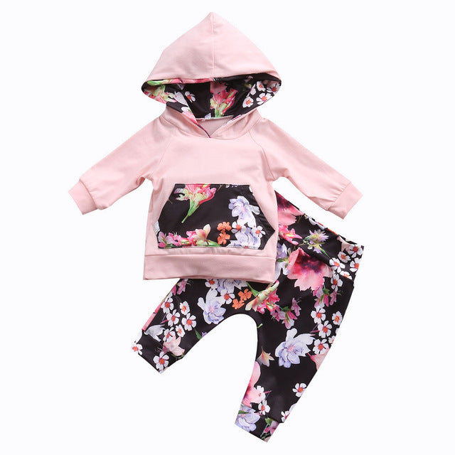 Baby print sweatshirt chest pocket set