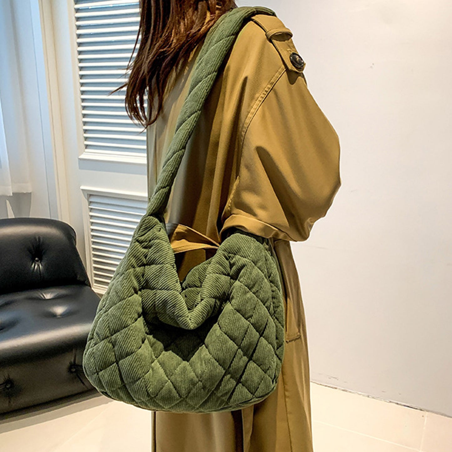 Corduroy Medium Shoulder Bag - Babbazon bag