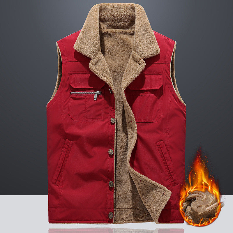 Lambswool Vest Man Autumn And Winter Plus Size Loose Thickening Keep Warm Vest 